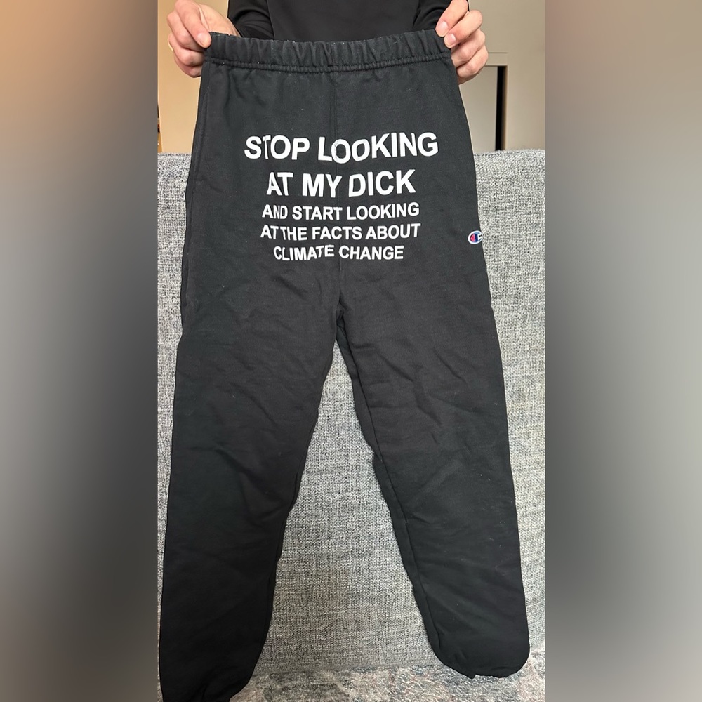 Champion Black Track Pants with Climate Change Message